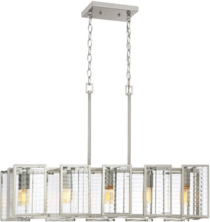 34"W Pivot 5-Light Pendant Satin Platinum