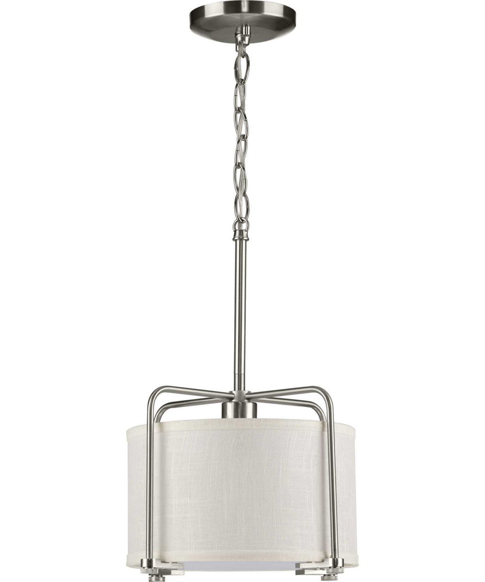 Kempsey 1-Light Summer Linen Shade Farmhouse Pendant Light Brushed Nickel