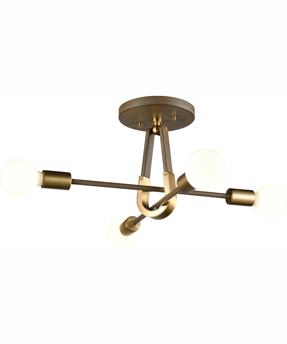 Sabine 20'' Wide 4-Light Semi Flush Mount - Pecan/Brushed Gold