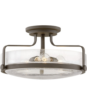 Harper 3-Light Large Semi-Flush Mount in Oil Rubbed Bronze with Clear Seedy glass