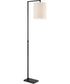 Mori 1-Light Floor Lamp Black/Off-White Linen Fabric Shade