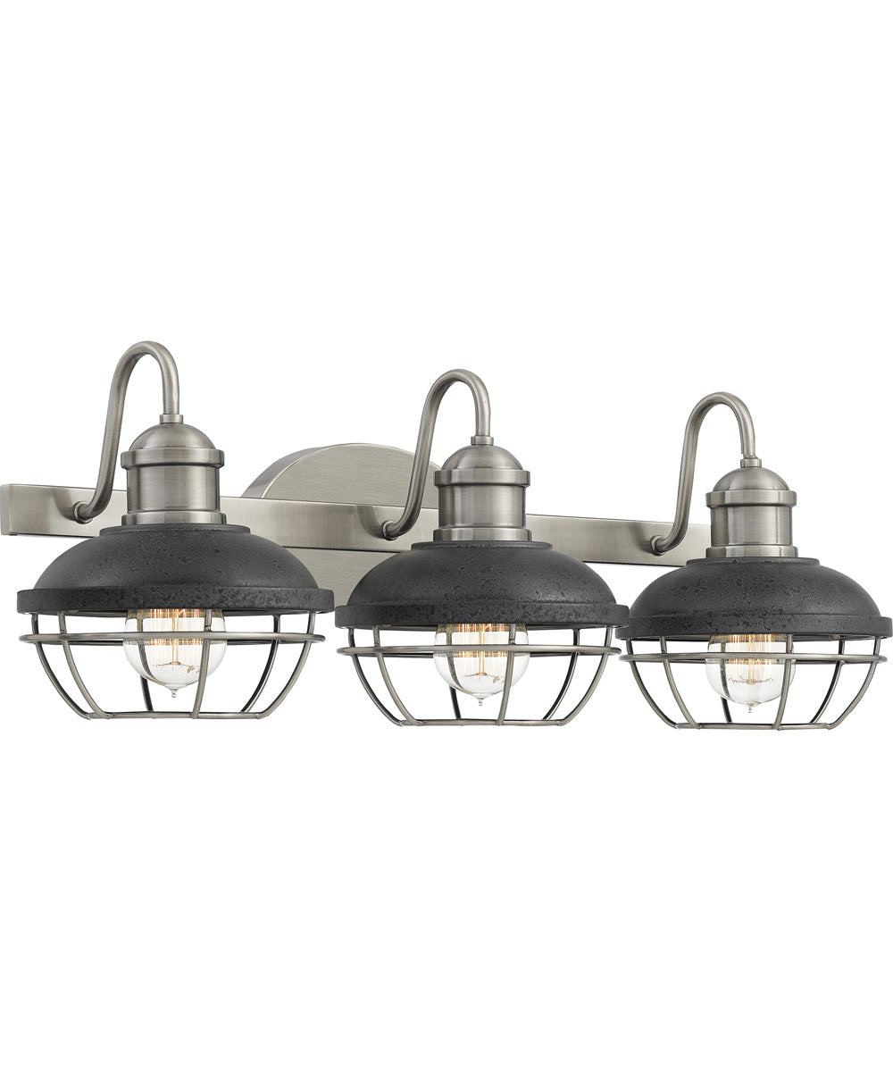 Sandpiper Large 3-light Bath Light Antique Polished Nickel