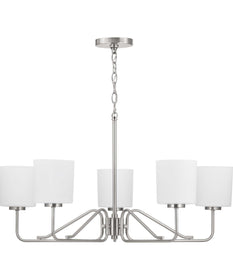 Tobin 5-Light Etched White Glass Modern Chandelier Light Brushed Nickel