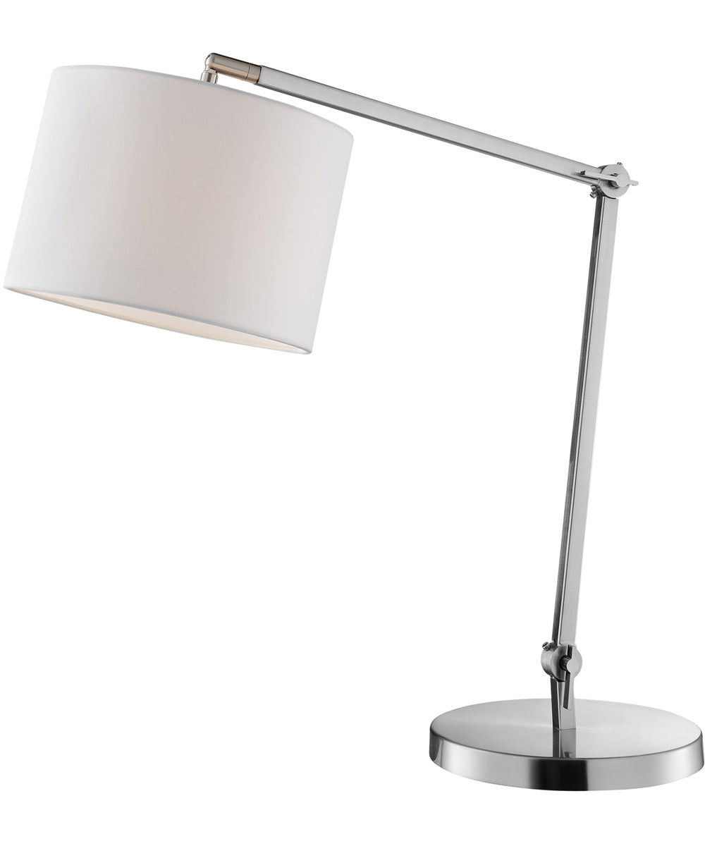 Lark 1-Light Table Lamp Brushed Nickel/White Fabric Shade