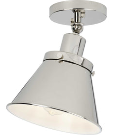 Hinton 1-Light Vintage Style Ceiling Light Polished Nickel