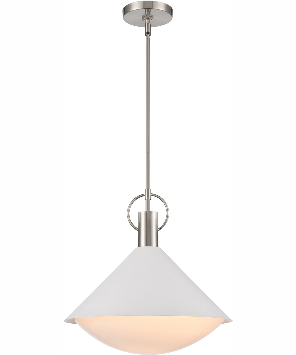 Compton 15.75'' Wide 1-Light Pendant - Satin Nickel/Matte White