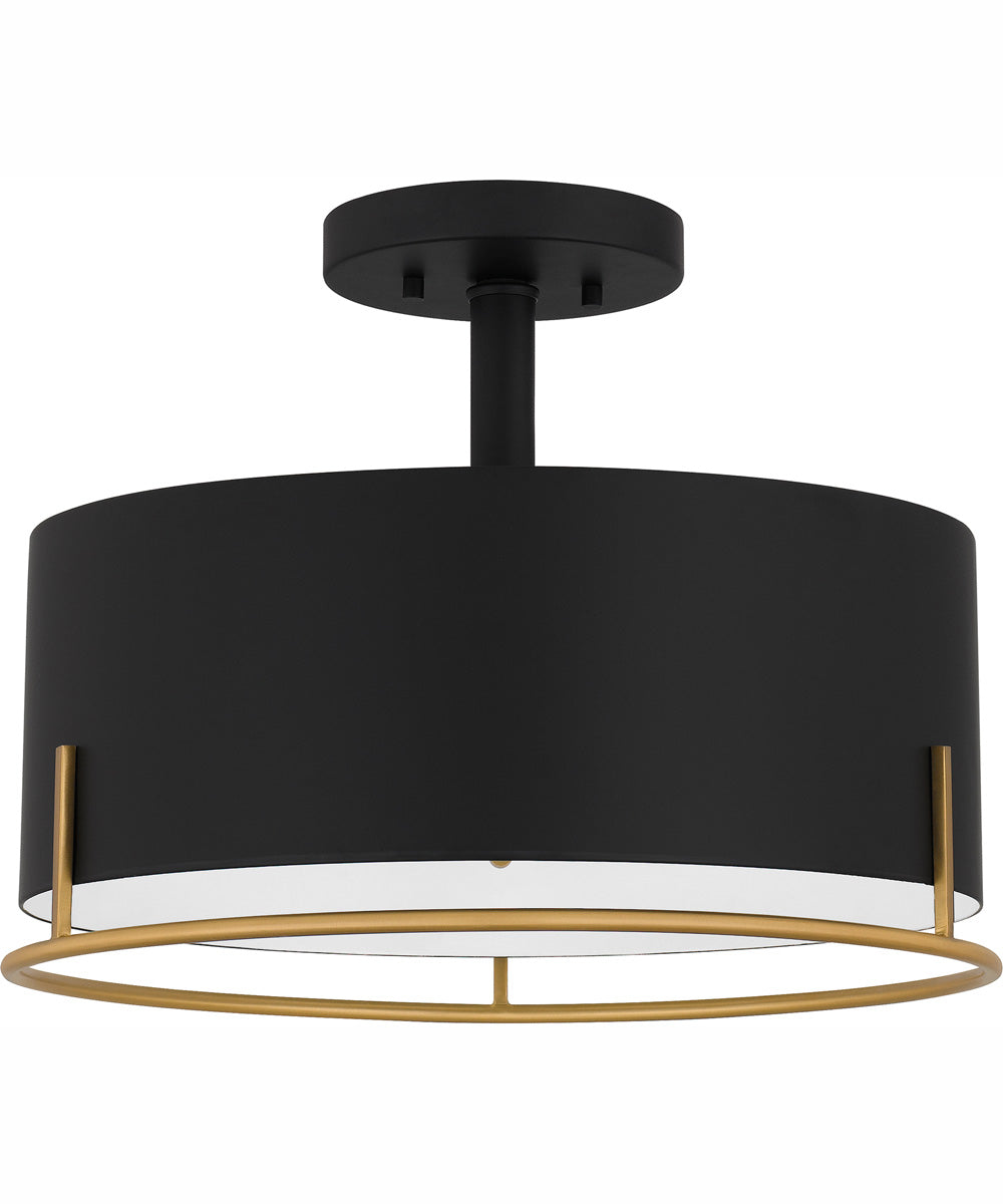 Quoizel Semi-Flush Mount Medium 3-light Semi Flush Mount Matte Black