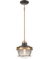 Seaway Passage 1-Light Mini Pendant Oil Rubbed Bronze/Satin Brass/Clear Ribbed Glass