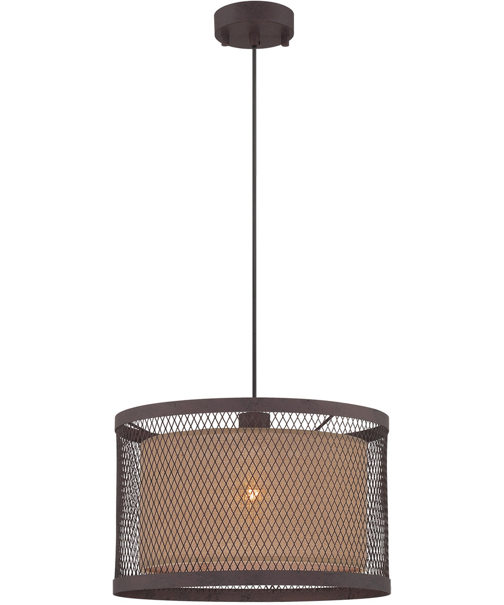 Macyn 1-Light Pendant Aged Rust/Metal Net Shade/Inner Fabric