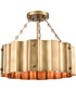 Clausten 3-Light Semi Flush Natural Brass/Natural Brass Metal Shade