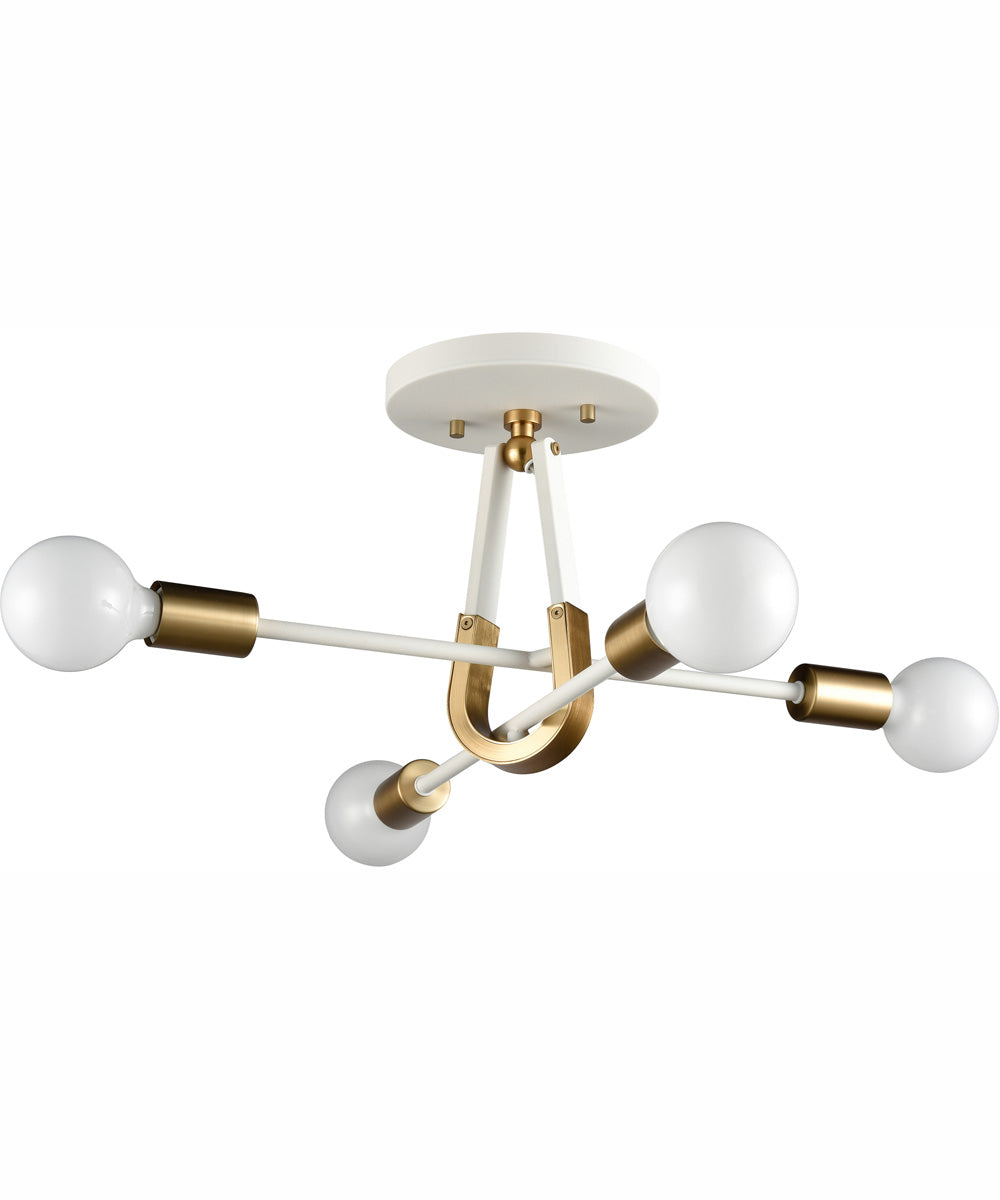 Sabine 20'' Wide 4-Light Semi Flush Mount - Textured White/Brushed Gold