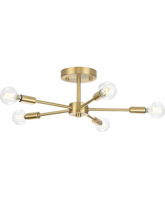 Delayne 5-Light Mid-Century Modern Semi-Flush Mount Light Brushed Bronze