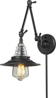 Insulator Glass 1-Light Plug In Swing Arm Oiled Bronze, 9"W