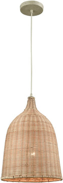 12"W Pleasant Fields 1-Light Pendant/Russet Beige Hardware/Natural Wicker Shade