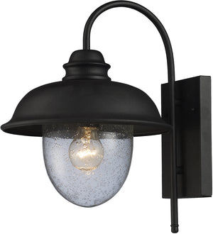 15"H Streetside Cafe 1-Light Outdoor Wall Sconce Matte Black with Transparent Glass