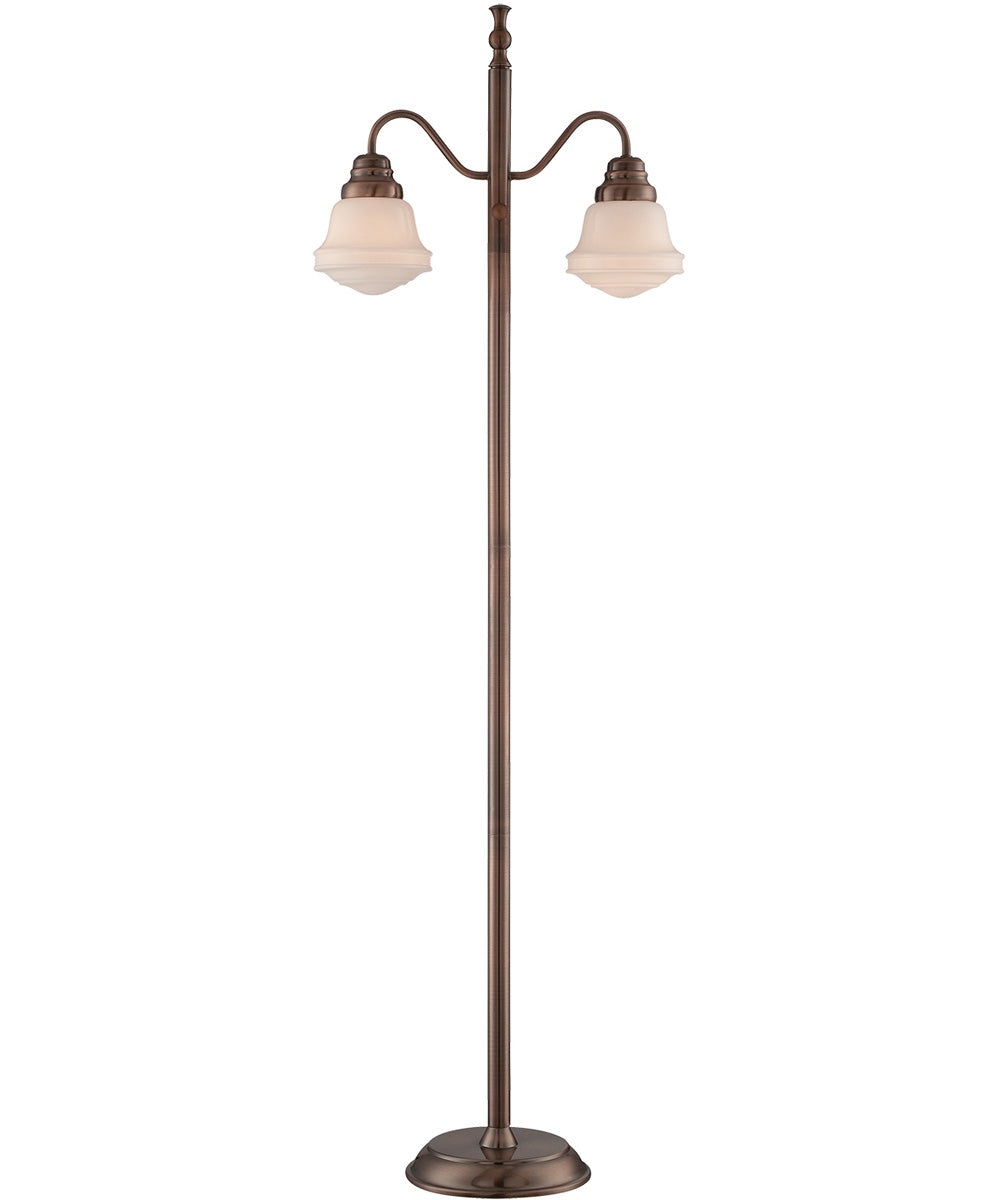 Towne 2-Light 2-Light Floor Lamp Antique Copper/Frost Glass