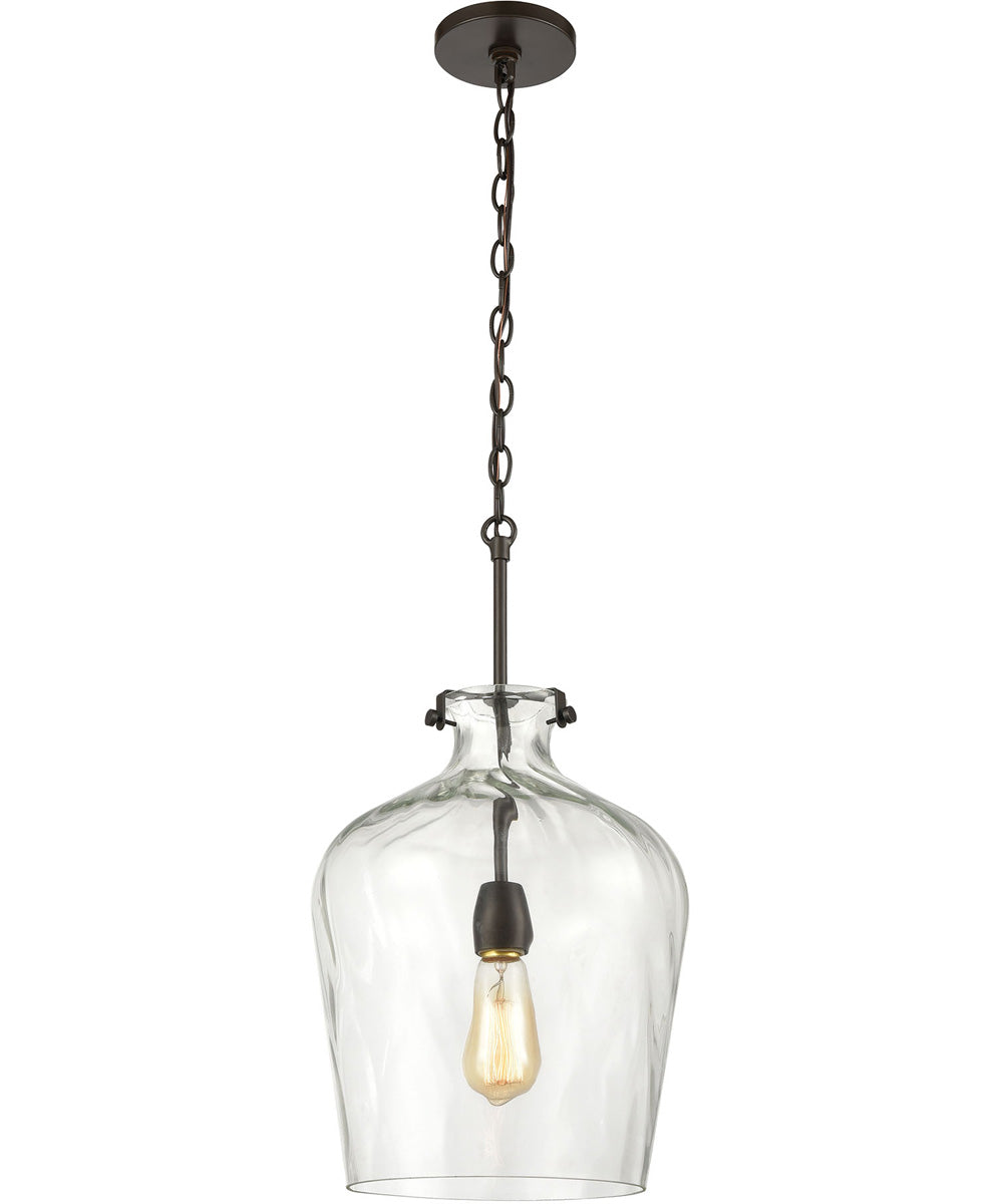 Tuscan Villa 1-Light Pendant Oil Rubbed Bronze/Wavy Glass