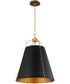 3-light Pendant Matte Black w/ Aged Brass