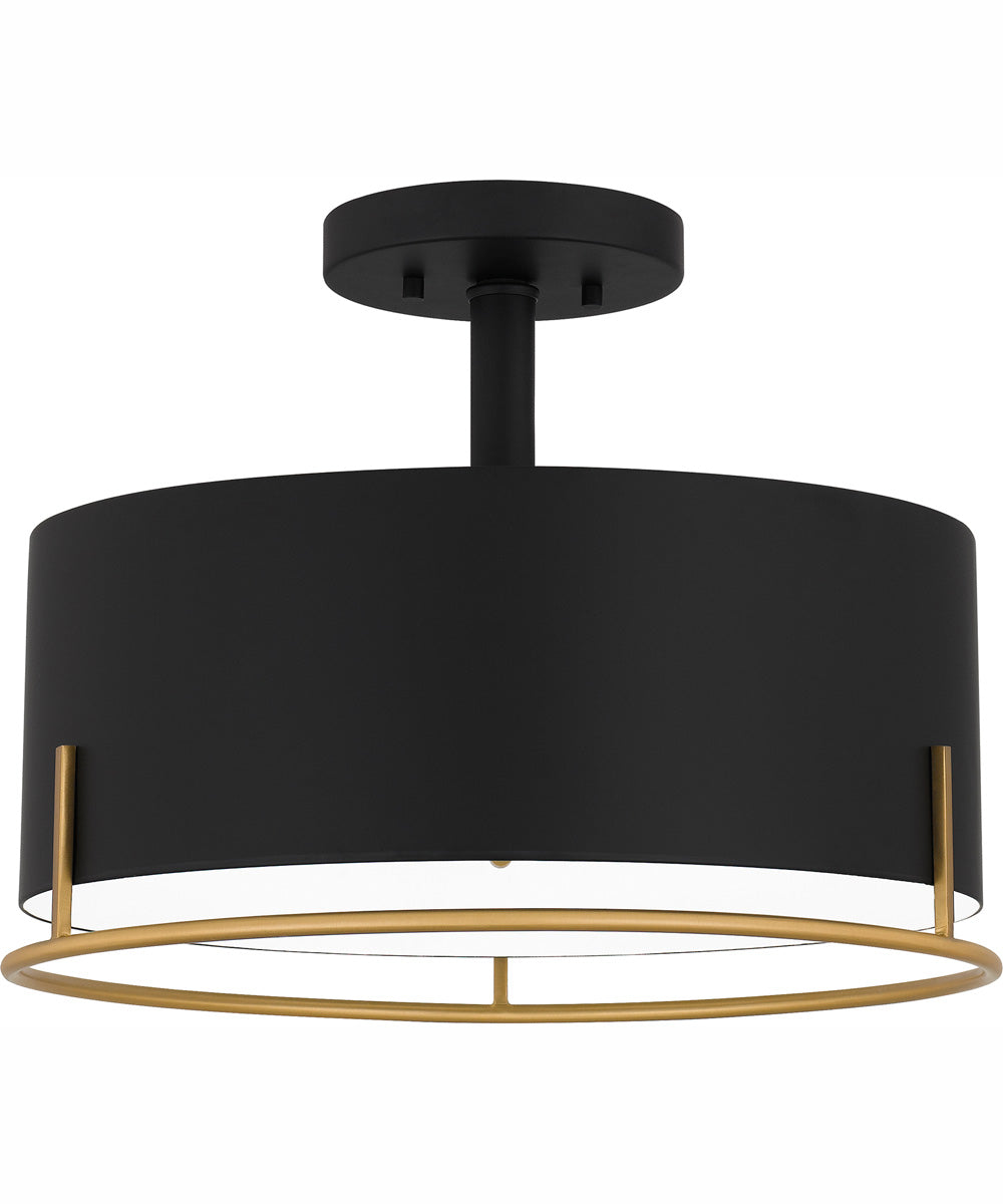 Quoizel Semi-Flush Mount Medium 3-light Semi Flush Mount Matte Black