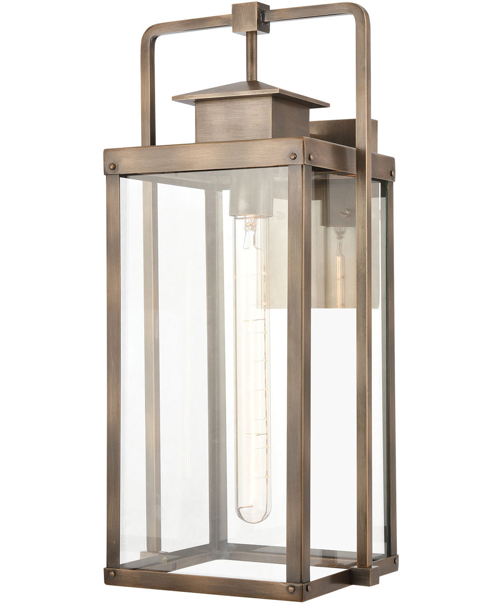 Crested Butte 1-Light Outdoor Sconce Vintage Brass/Clear Glass Enclosure