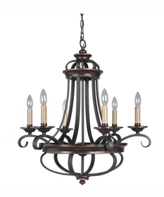 Stafford 6-Light Chandelier Aged Bronze / Textured Black