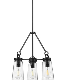 Stockbrace 3-Light Clear Glass Farmhouse Style Chandelier Light Matte Black