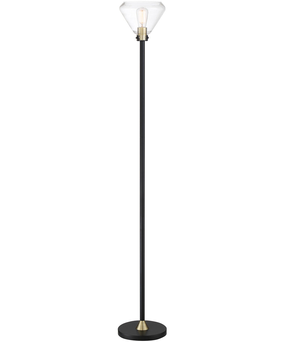 Baron 1-Light Floor Lamp Black/Antique Brass/Clear Glass Shade