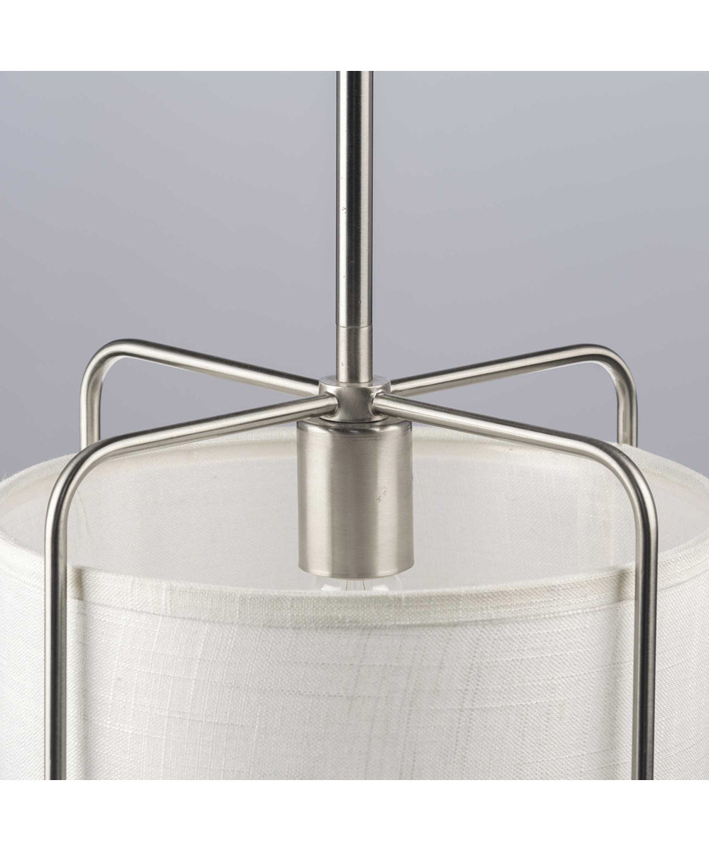 Kempsey 1-Light Summer Linen Shade Farmhouse Pendant Light Brushed Nickel