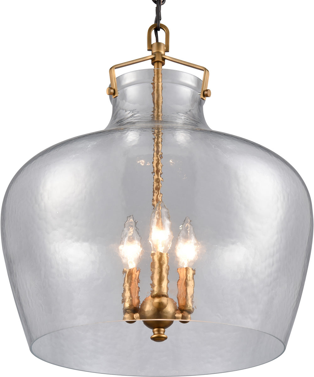 Davenport 17'' Wide 3-Light Pendant - Brushed Antique Brass