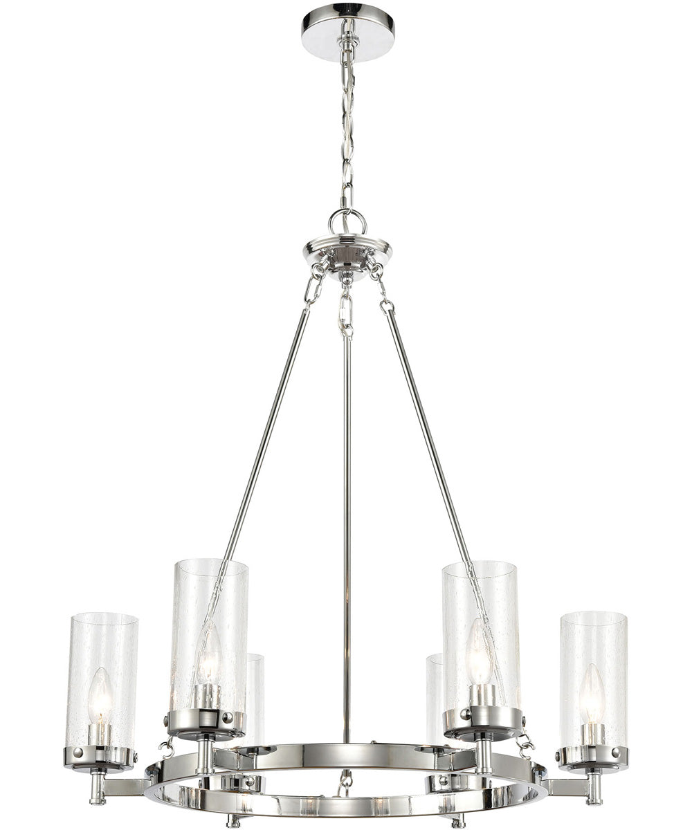 Melinda 6-Light Chandelier Polished Chrome/Seedy Glass