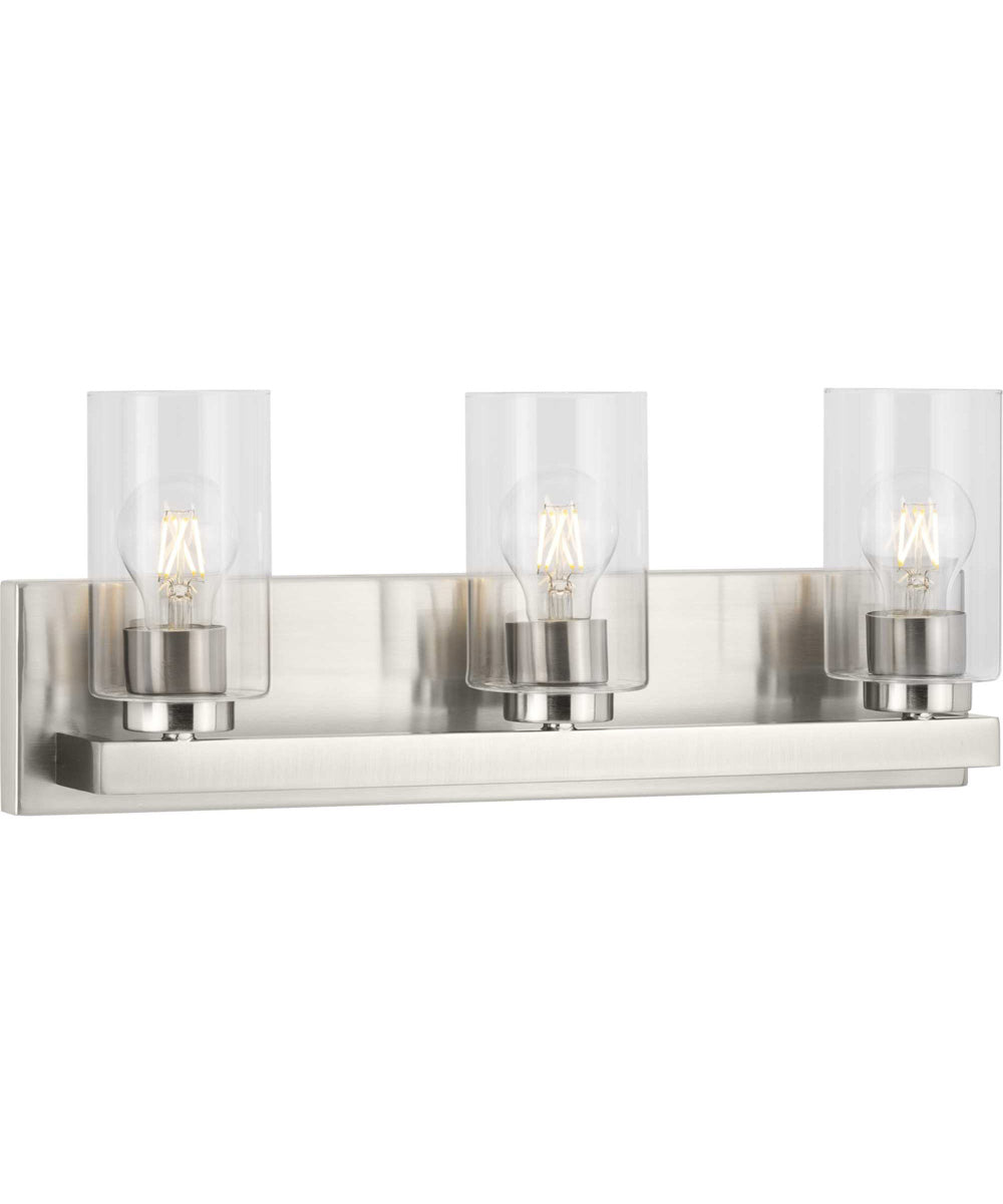 Goodwin 3-Light Modern Vanity Light with Clear Glass Brushed Nickel