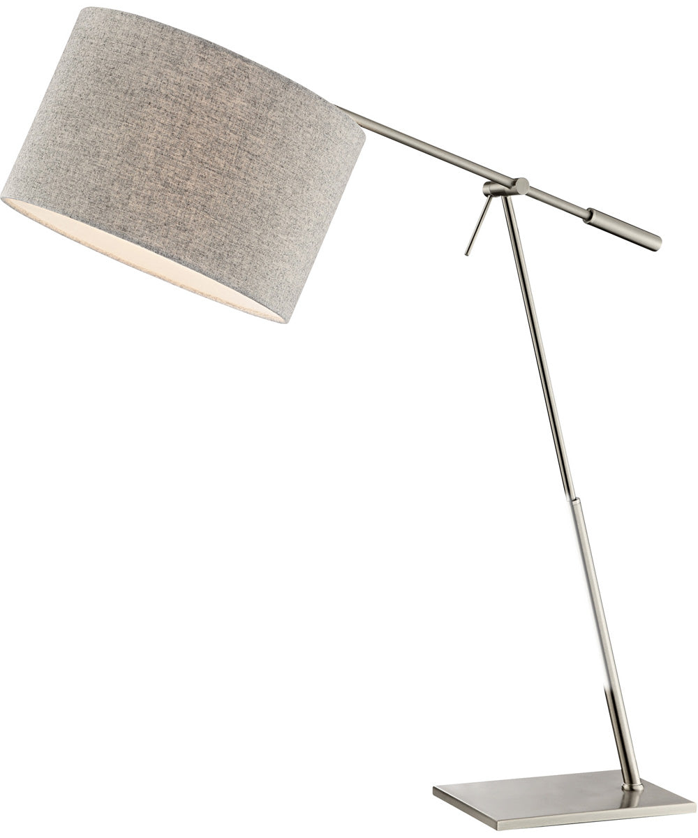 Lucilla 1-Light Table Lamp Brushed Nickel/L.Grey Flannel Shade