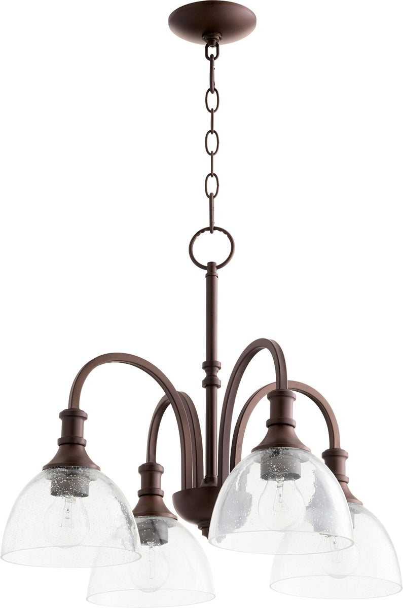 23"W Richmond 4-light Nook Chandelier Oiled Bronze w/ Clear/Seeded