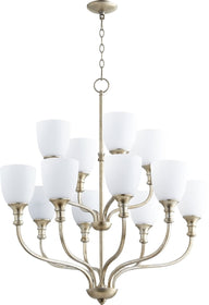 34"W Richmond 12-light Chandelier Aged Silver Leaf