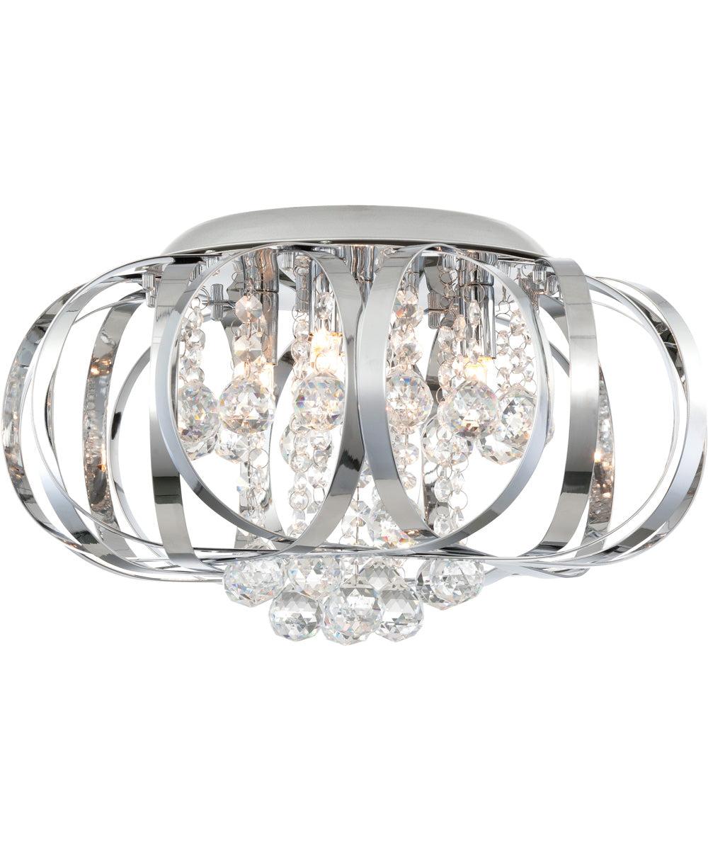 Creola 4-Light Flush Mount Chm Metal Frame/Crystal Deco. Jcd/G9 40Wx4