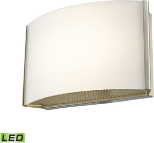 7"W Pandora LED 1-Light LED Vanity Satin Nickel/Opal Glass