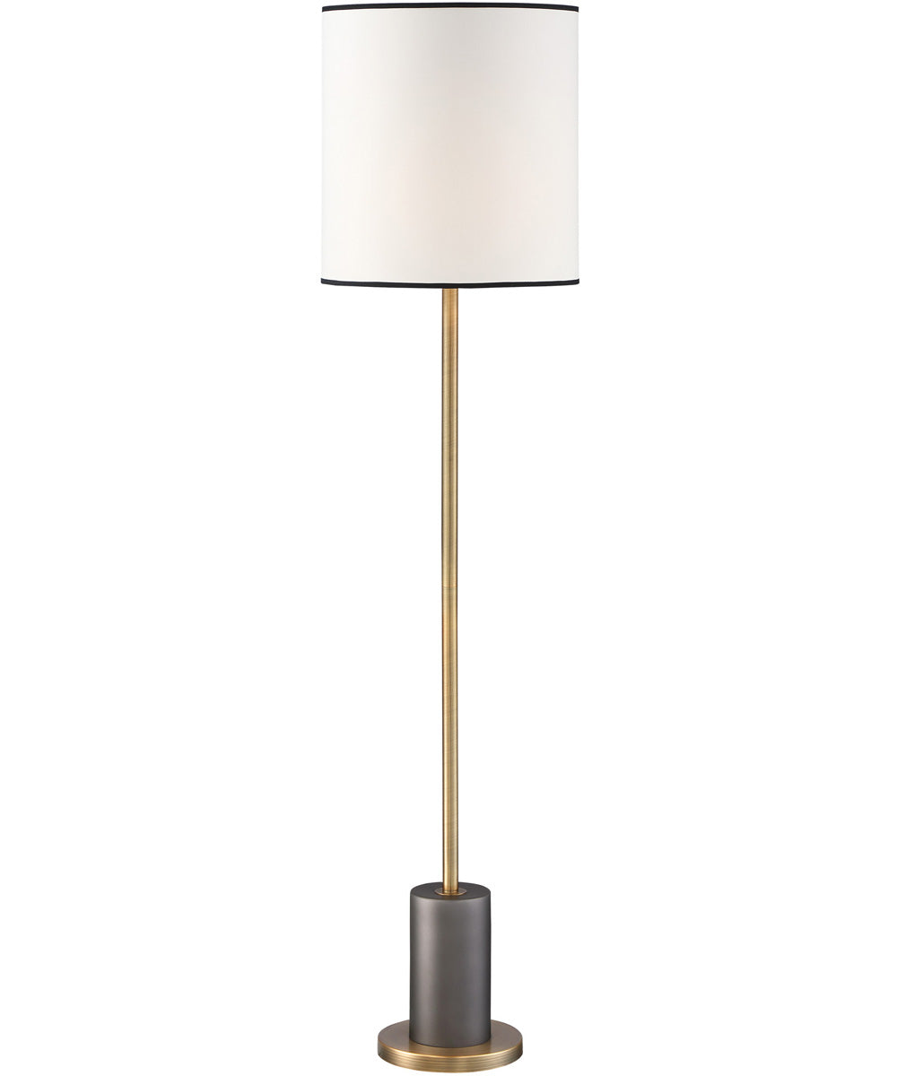 Edgerton 1-Light Floor Lamp Antique Brass/Aged Charcoal/Linen Fabric Shade