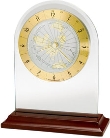 7"H World Time Arch Table-top Clock Rosewood