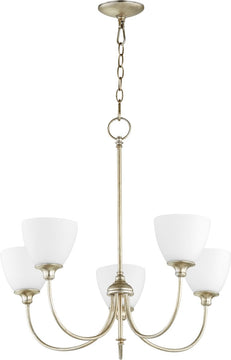 27"W Celeste 5-light Chandelier Aged Silver Leaf