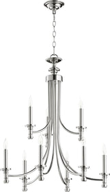 27"W Rossington 9-light Chandelier Polished Nickel